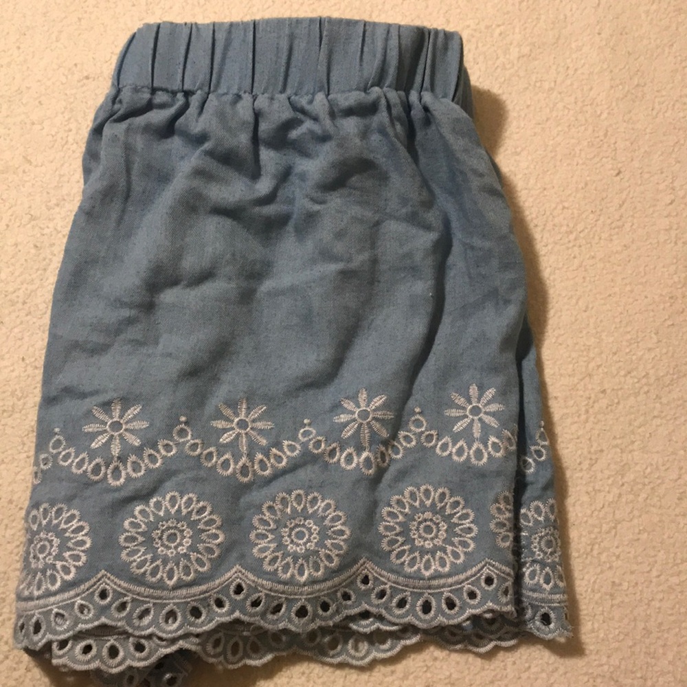 Blue soft shorts with white detail
